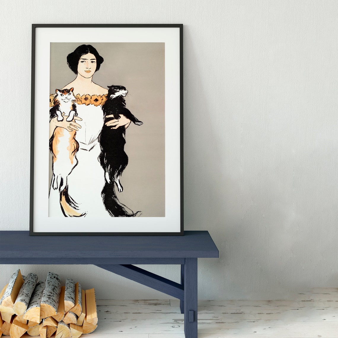 Edward Penfield Cat and Woman, Art Nouveau Art Print - Image 2