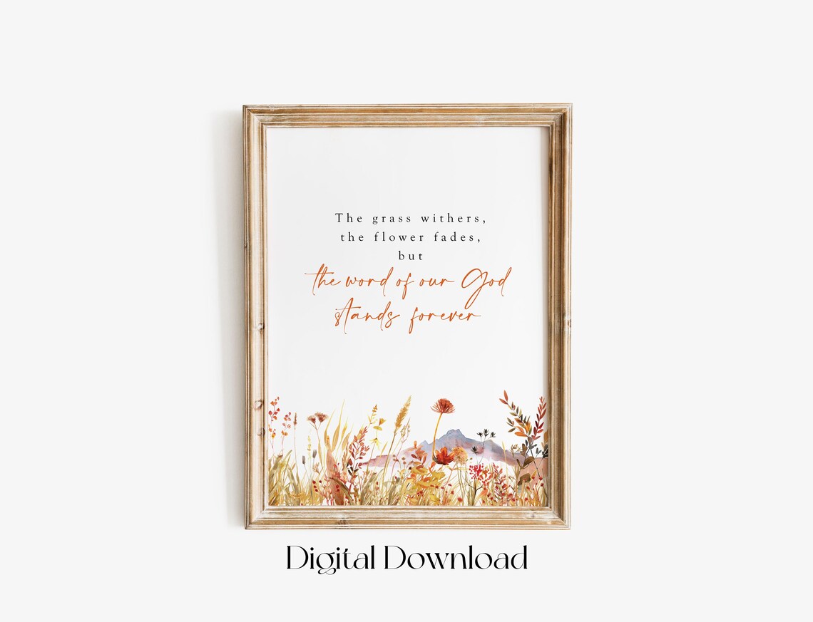 Isaiah 40:8 Autumn Bible Verse Boho Art Print - Image 3