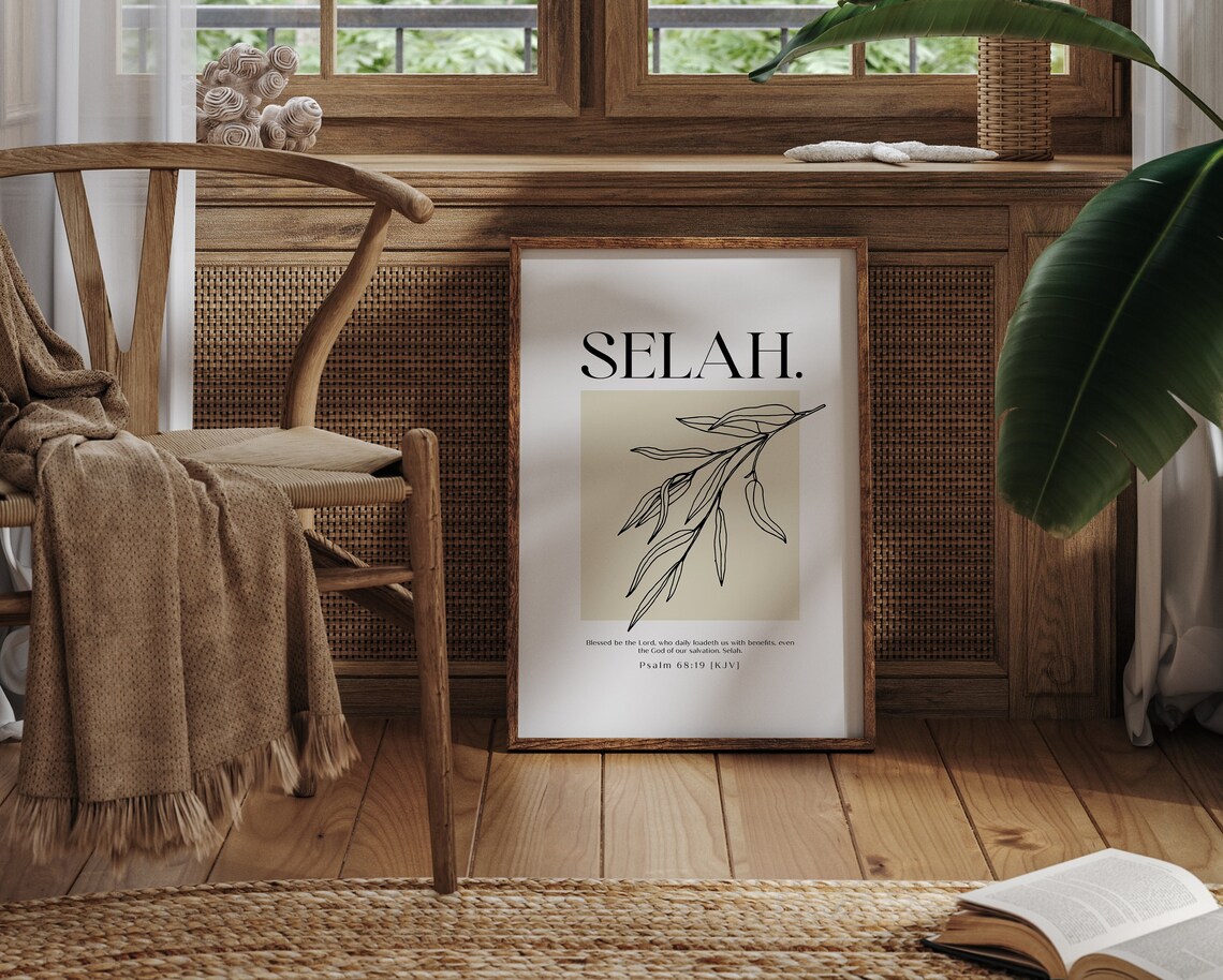 Selah Hebrew Definition Bible Verse Art Print - Image 5