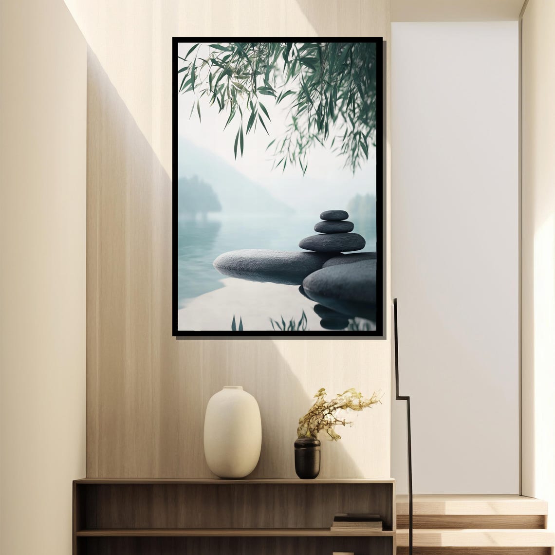 Zen Stone Minimalist Tranquil Landscape Art Print - Image 2