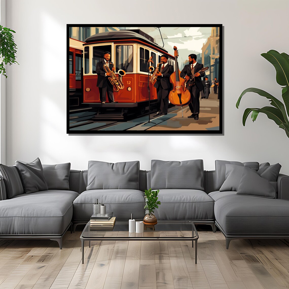 Jazz Band Tram, Retro Urban Music Poster - Image 2