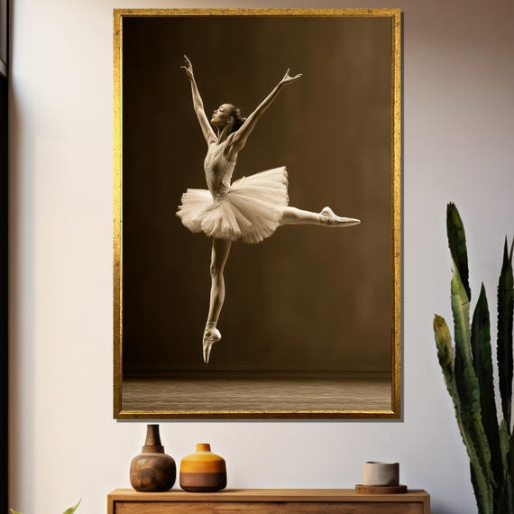 Elegant Ballerina Grand Jet, Dance Studio Decor