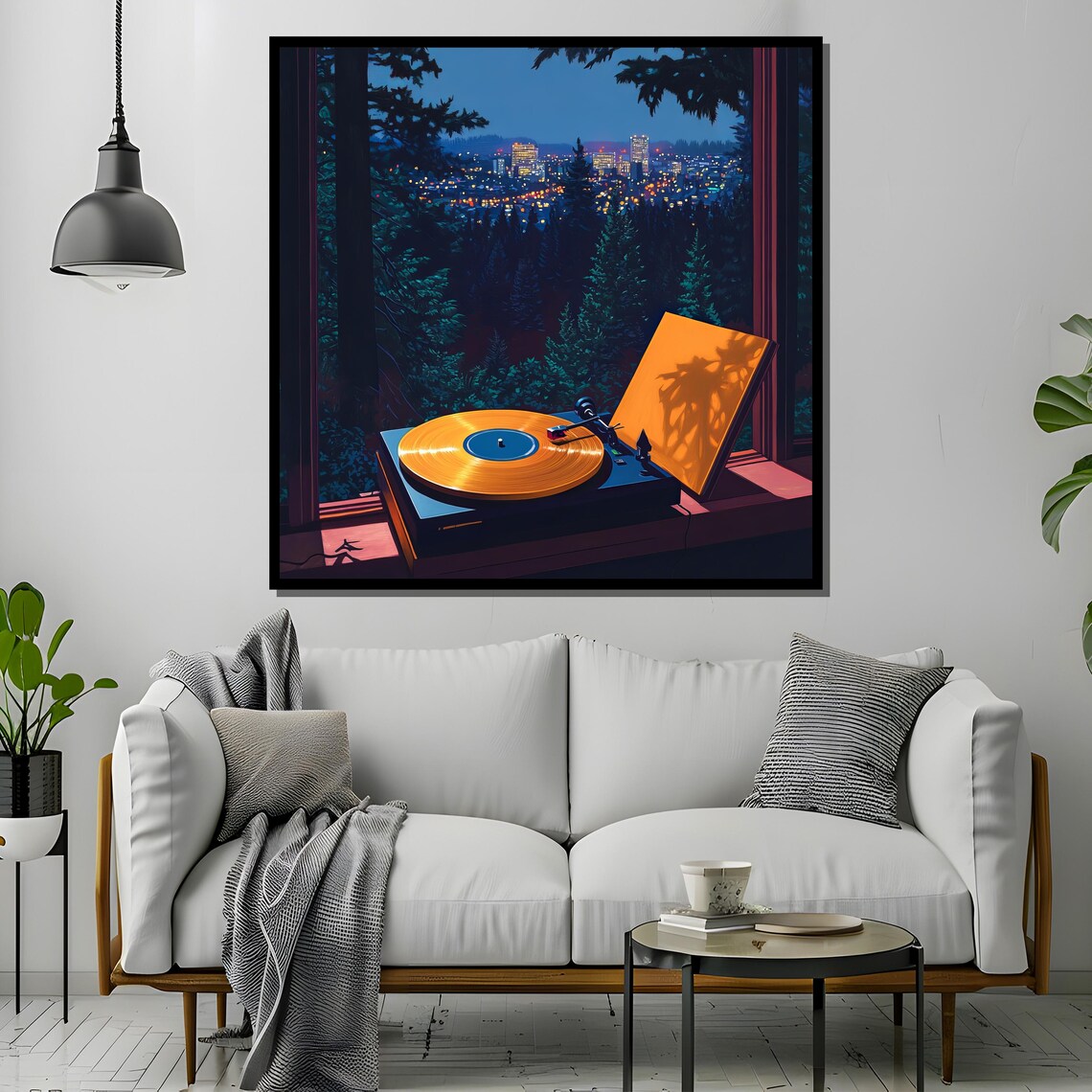 Forest Window Turntable, Night Cityscape Poster - Image 2