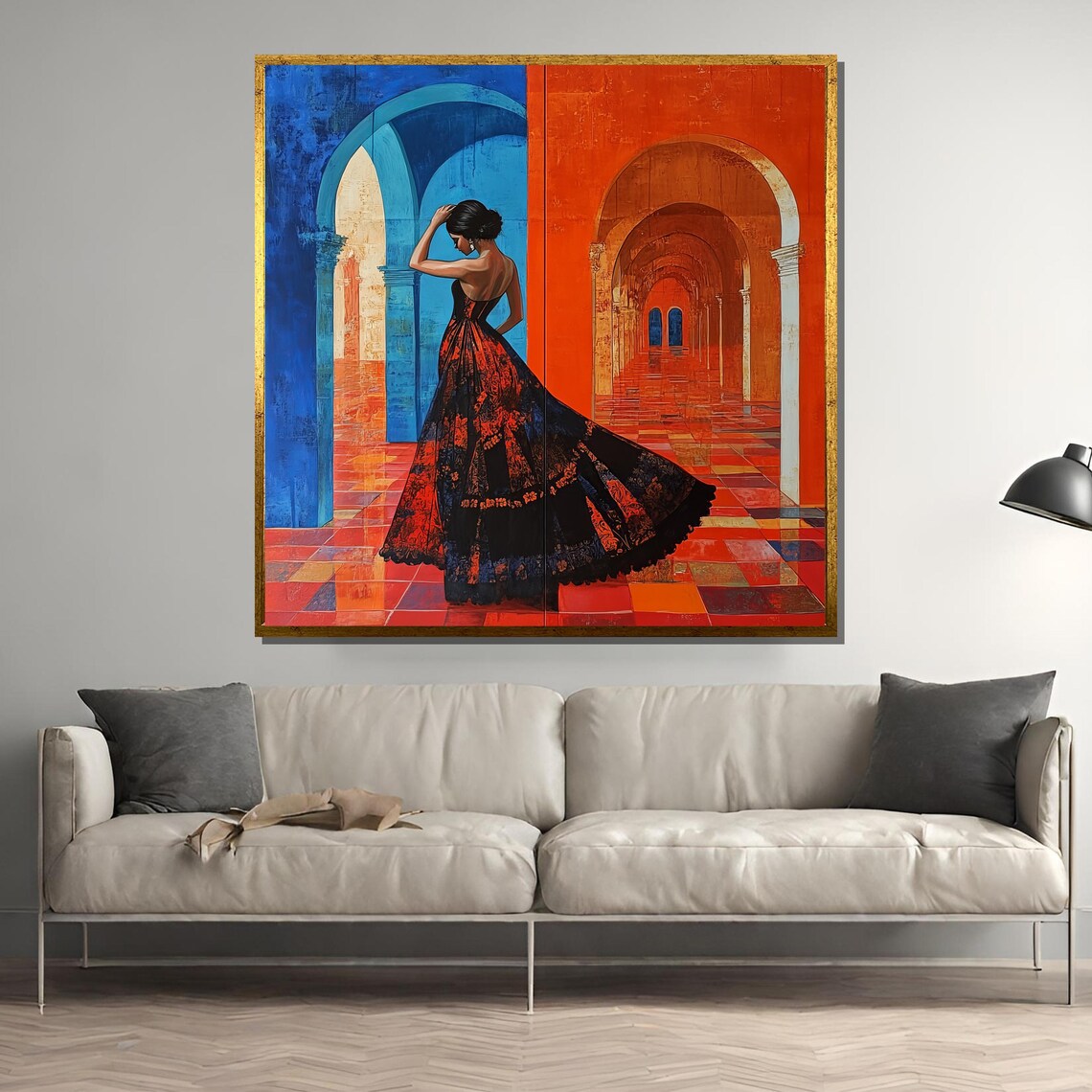 Elegant Woman Painting, Spanish Style Artwork