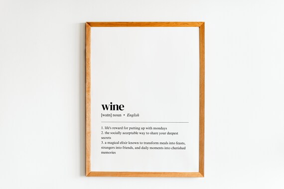 Wine Definition Wall Art Lover Gift Poster Decor Minimalist Kitchen