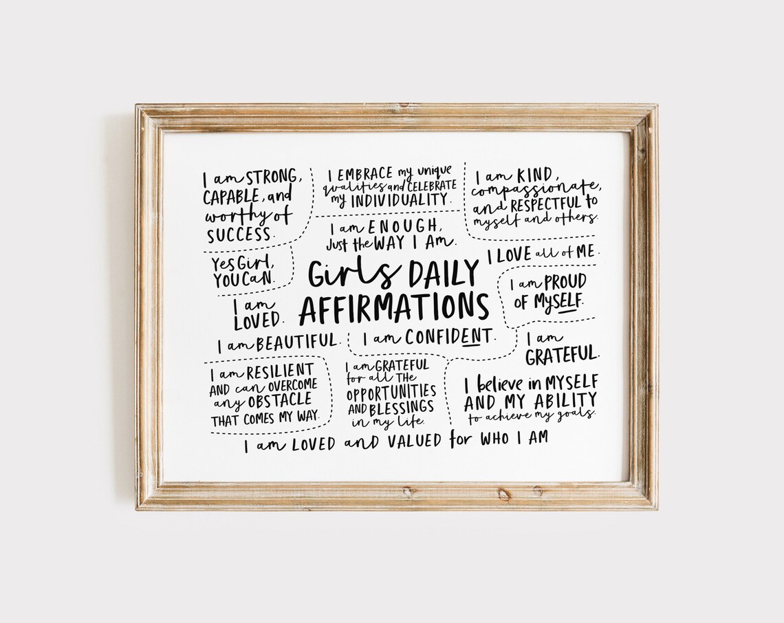 Daily Affirmations for Girls Art Print, Teen Room Decor - Image 2