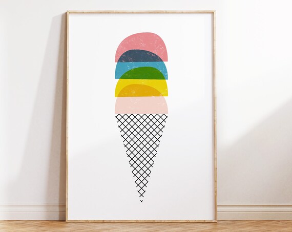 Ice Cream Art Printable Wall Art Summer Vibes Trendy Wall Art Cute Colorful Prints Nursery Decor Art Kids Wall Art