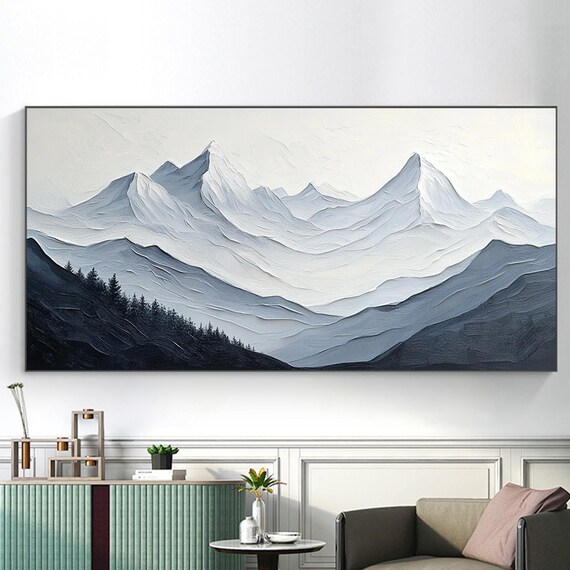 3d Texture Gray And White Mountain Painting On Modern Mountain Scenery Texture Wall Art Minimalist Acrylic Painting Nature Wall Decor