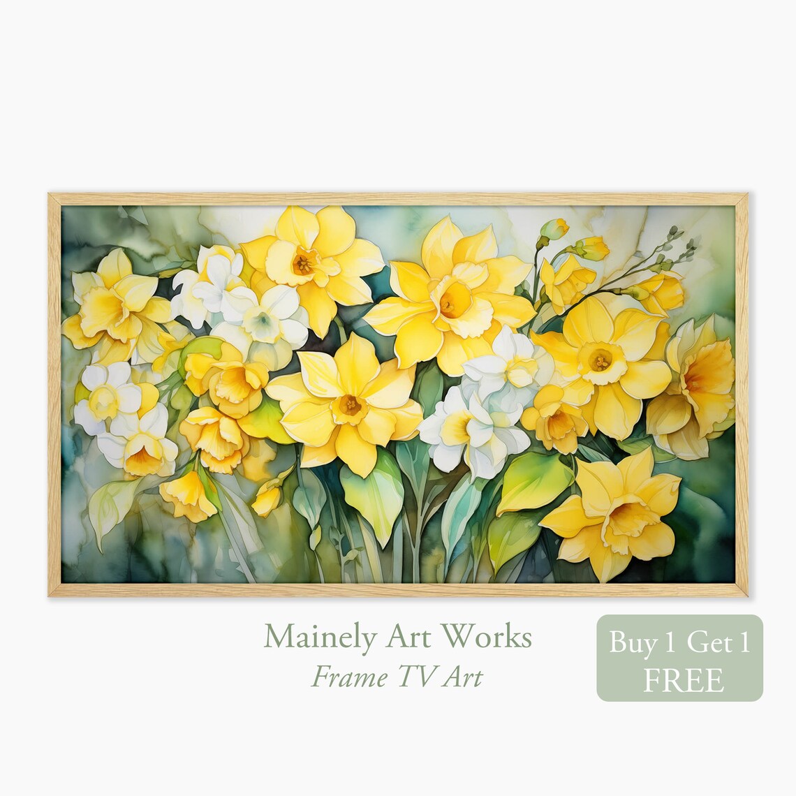 Bright Yellow Daffodil Bouquet Spring Floral Watercolor Poster