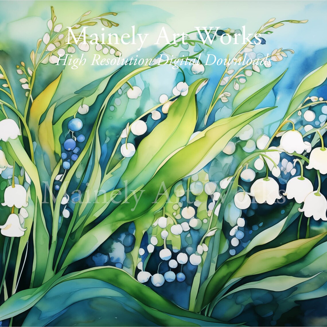 Easter Lily of the Valley Floral Art Print - Image 3