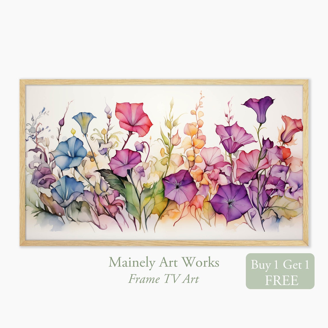 Morning Glories For Frame Tv Painting Of Flowers For Frame Tv Flower Tv Art Bonus Purple Violets Floral