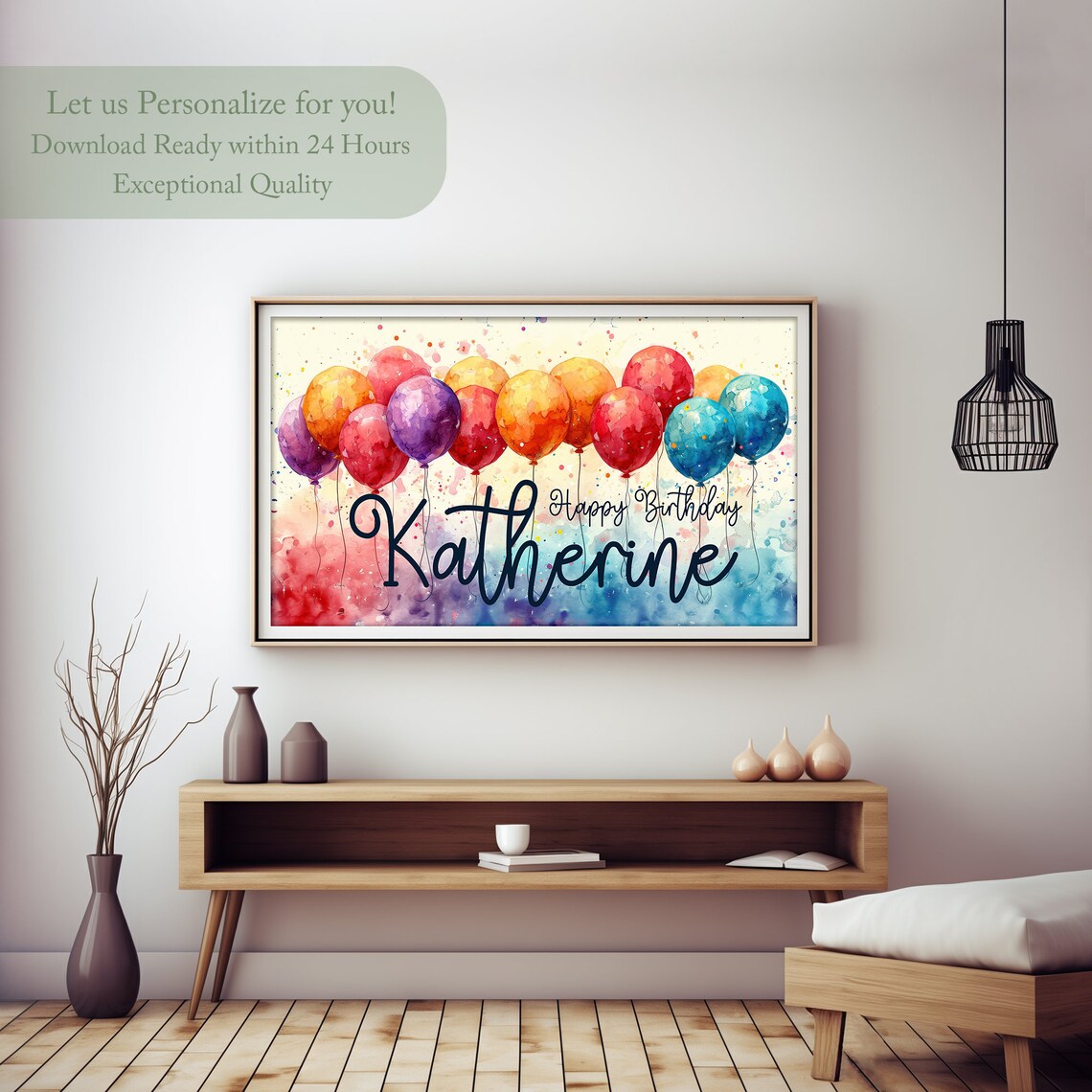 Personalized Happy Birthday Party Decor Art Print - Image 2