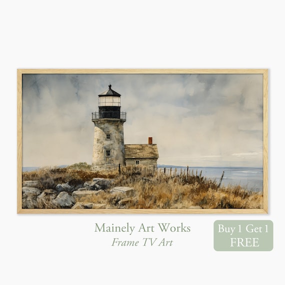 Lighthouse Seascape Art Print, Summer Coastal Decor