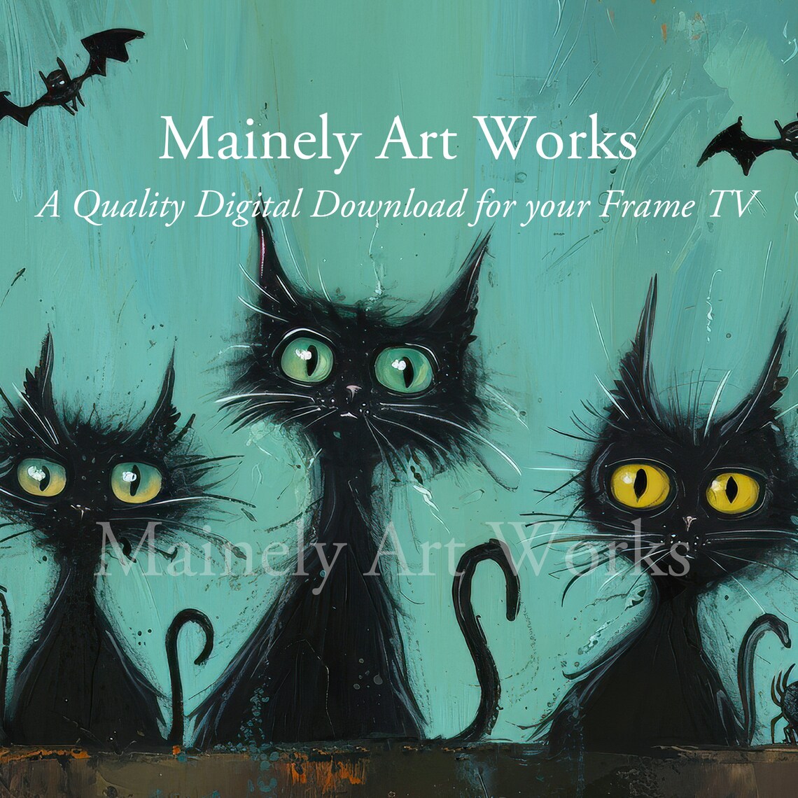 Halloween Black Cats Whimsical Holiday Art Print - Image 3