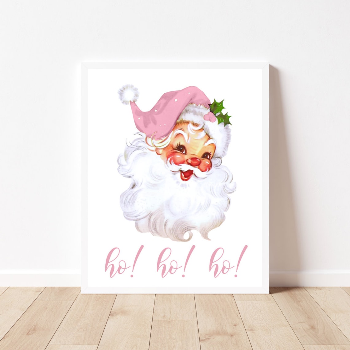 Santa Print, Vintage Retro Christmas Decor - Image 2