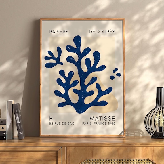 Henri Matisse Papiers Decoupes Blue Coral Branch Cutout Wall Art