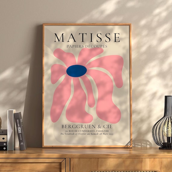 Matisse Papiers Decoupes Pink Flower Blue Center Exhibition Poster