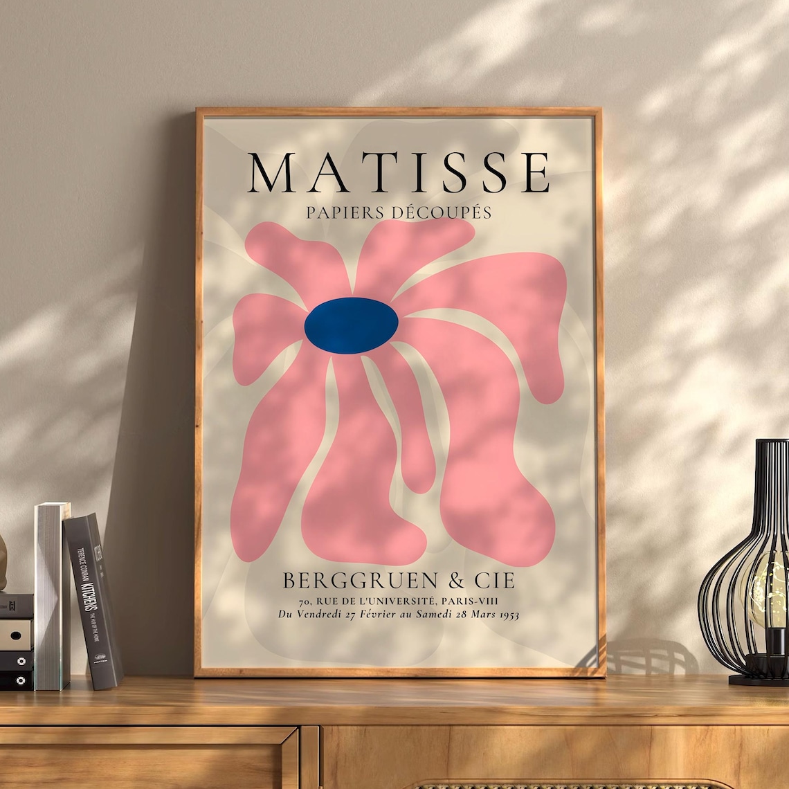 Matisse Papiers Decoupes Pink Flower Blue Center Exhibition Poster
