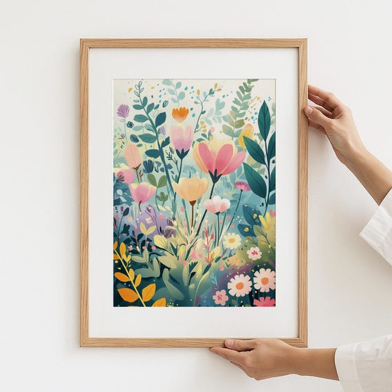 Floral Garden Art Print Laminated Botanical Illustration