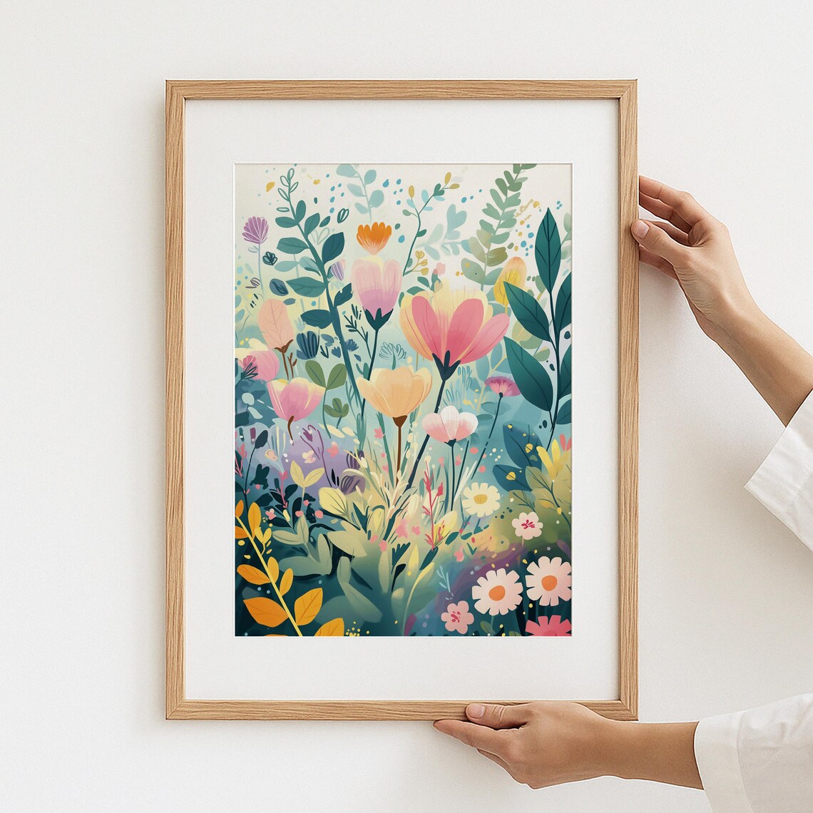 Colorful Floral Garden Watercolor Botanical Illustration Poster