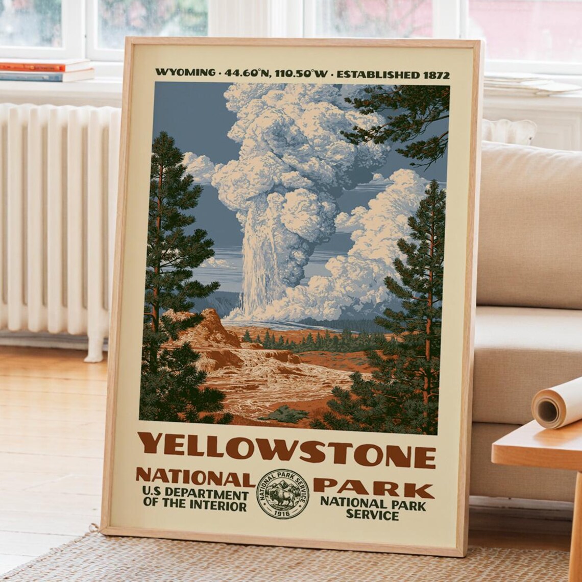 Yellowstone National Park Vintage WPA Poster, Travel Poster