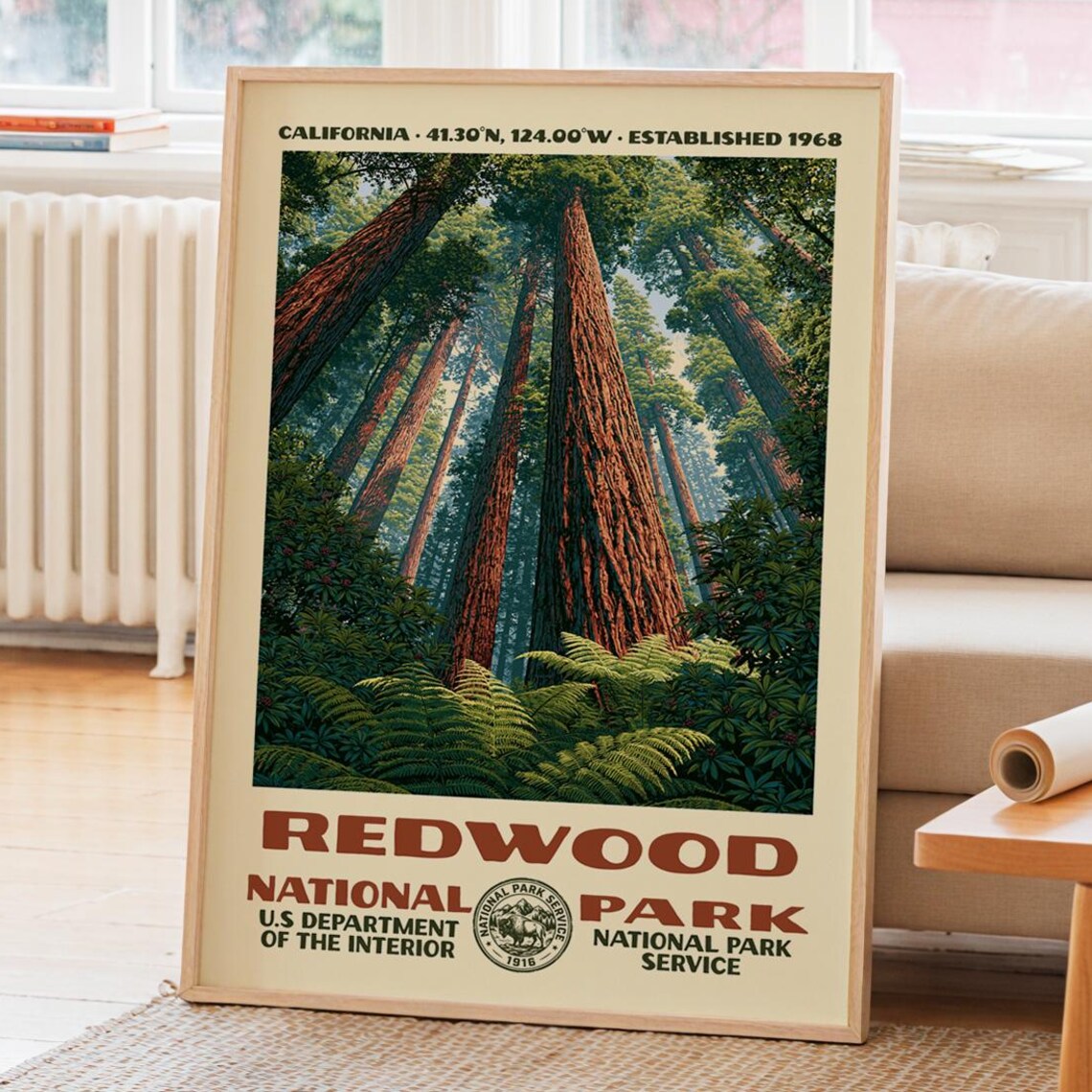 Redwood National Park Vintage Travel Poster