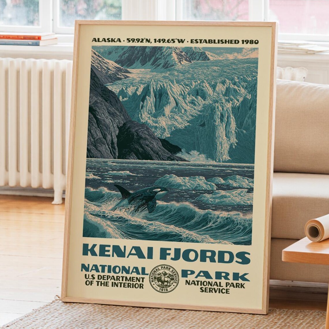 Kenai Fjords National Park Vintage WPA Travel Poster
