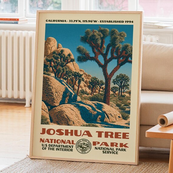 Joshua Tree National Park California Desert Boulders WPA Travel Poster