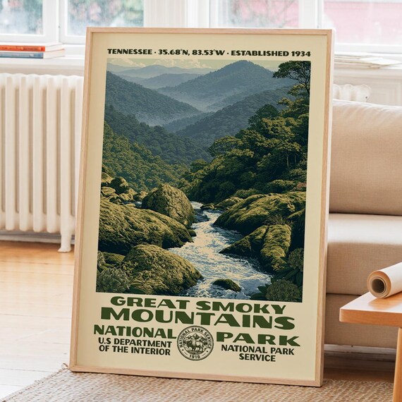 Great Smoky Mountains National Park Tennessee WPA Vintage Travel Poster