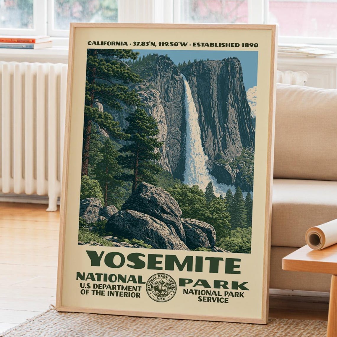 Yosemite National Park California Falls Granite Cliff Art Poster
