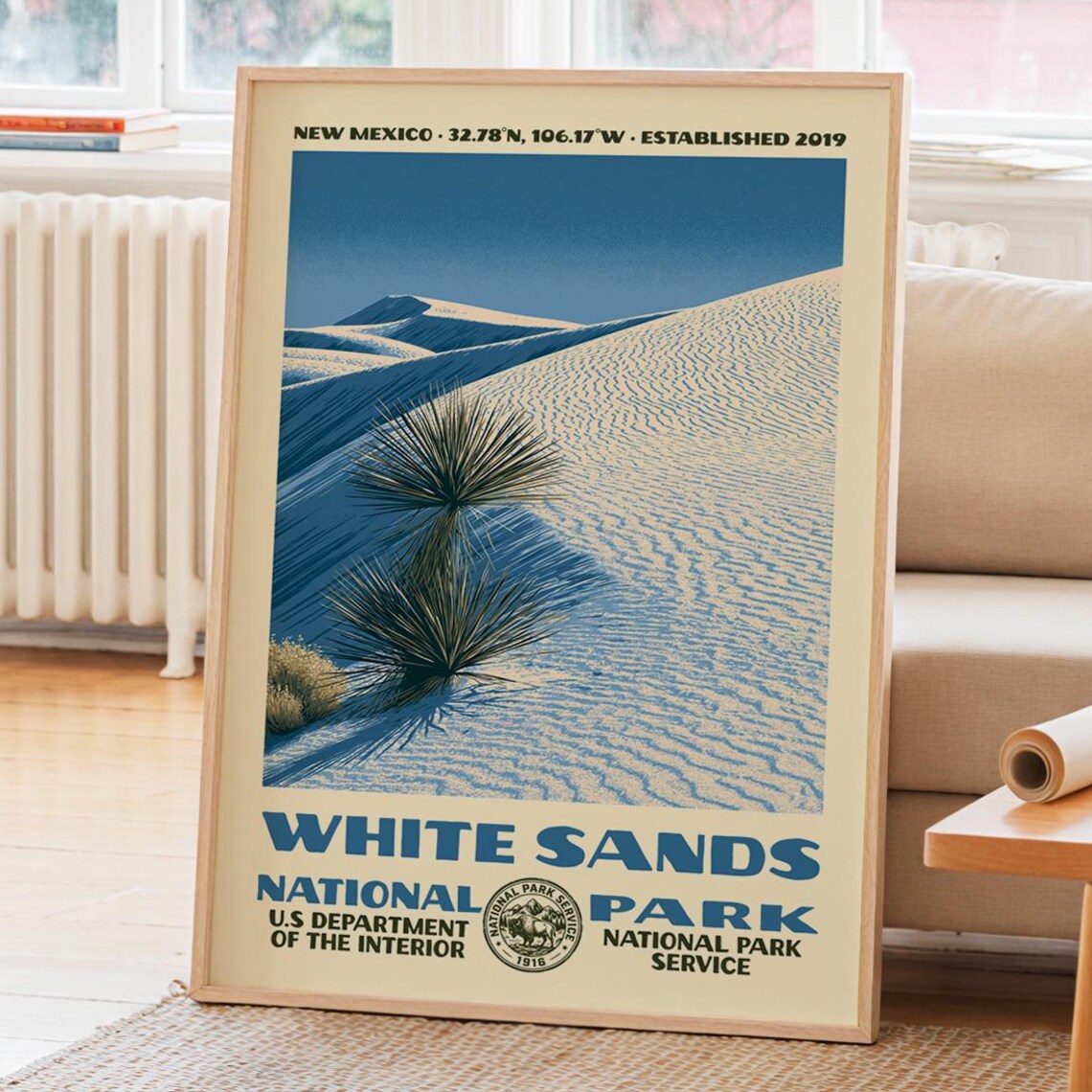 White Sands National Park Vintage WPA Travel Poster