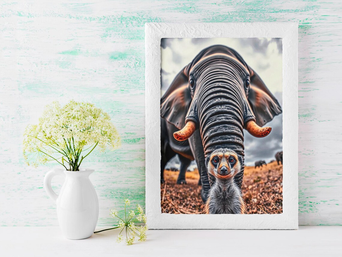 Meerkat Poster, Funny Animal Surreal Wildlife Art - Image 3