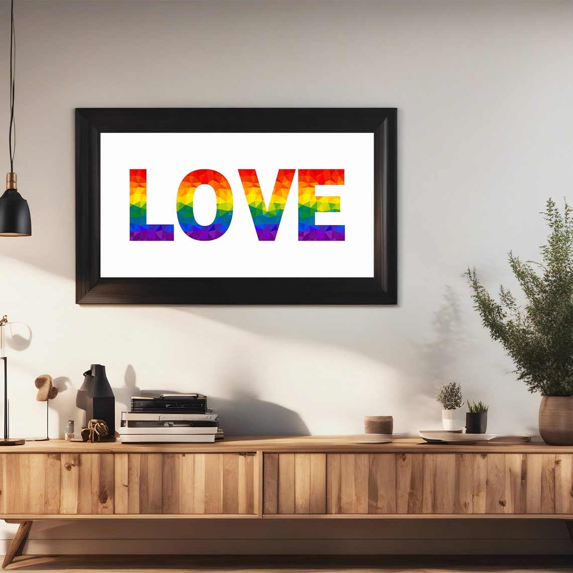 Love Rainbow Geometric Letters Pride Colorful Typography Poster - Image 3