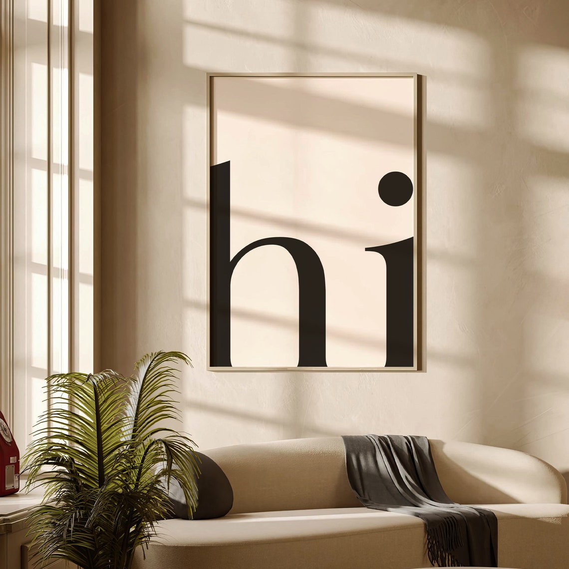 Hi Oversized Typography Minimal Black and White Modern Wall Art - Image 7