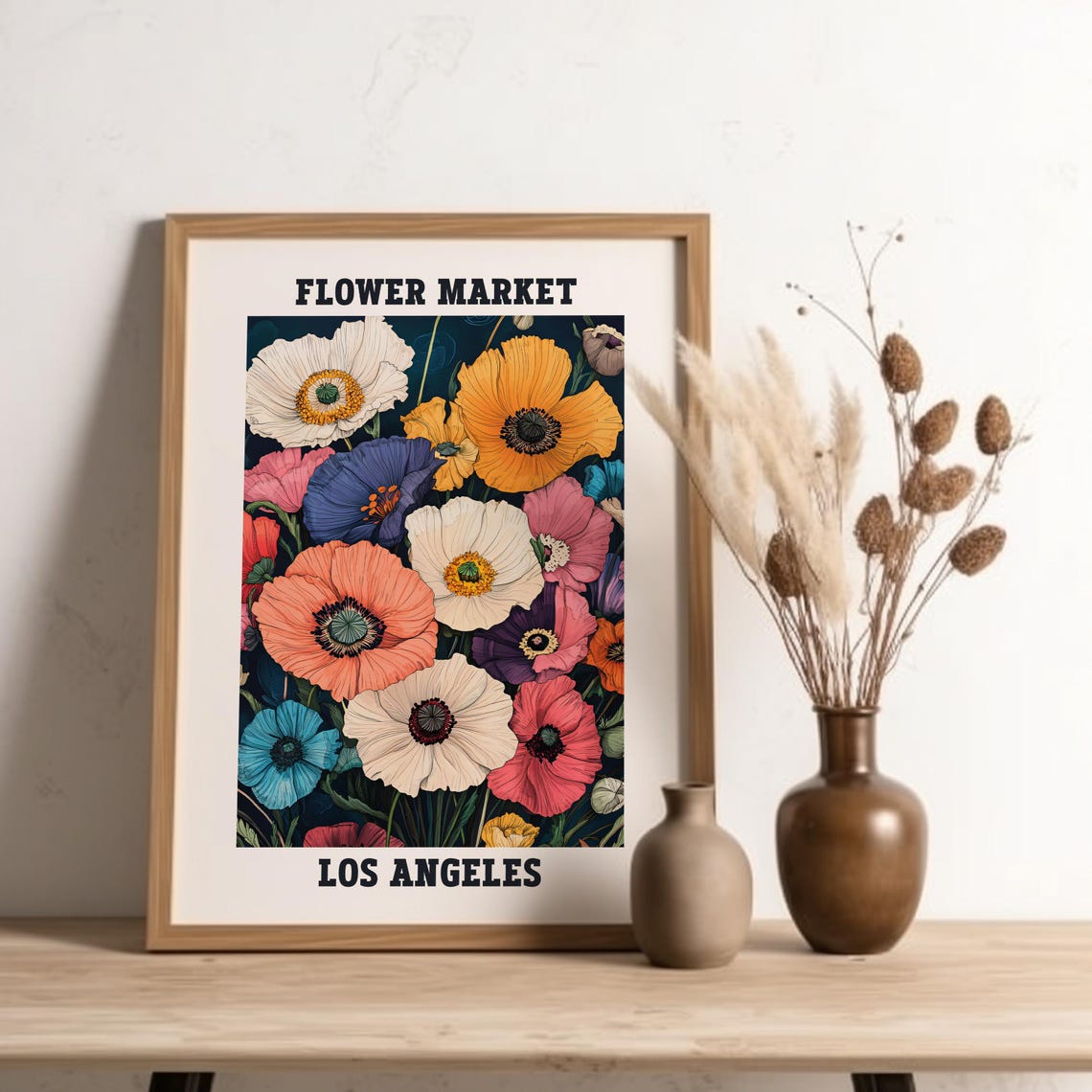 Flower Market Poster Trendy Flower Art Print Retro Flowers Poster Los Angeles Flower Market Poster Flower Market Los Angeles Print - Image 5