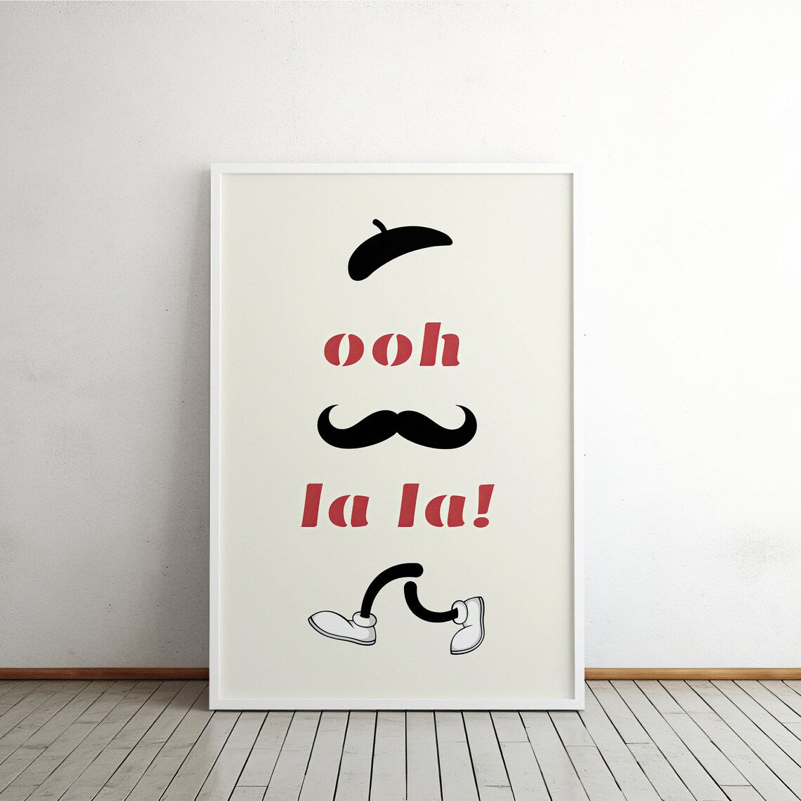 Ooh La La French Beret Mustache Funny Cartoon Character Poster - Image 3