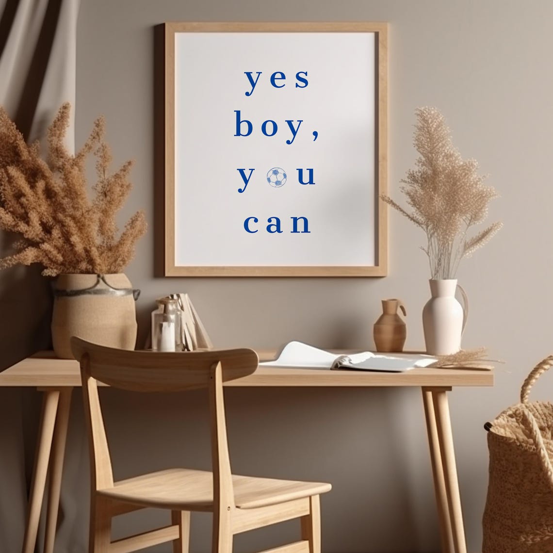 Yes Boy You Can Soccer Ball Typography Kids Bedroom Decor Poster - Image 6