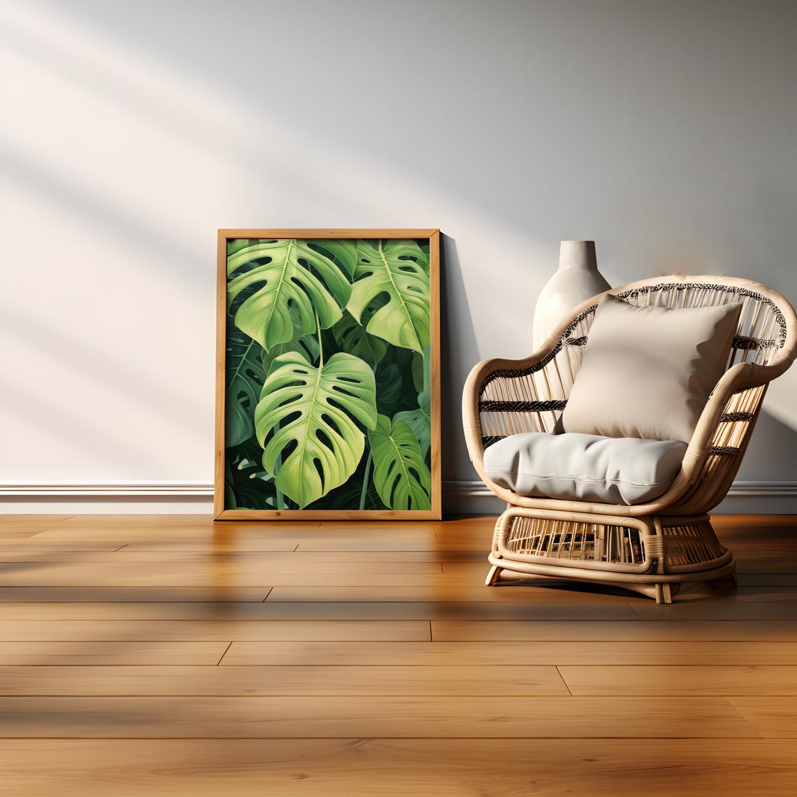 Monstera Leaves Tropical Botanical Green Leaf Illustration Poster - Image 5