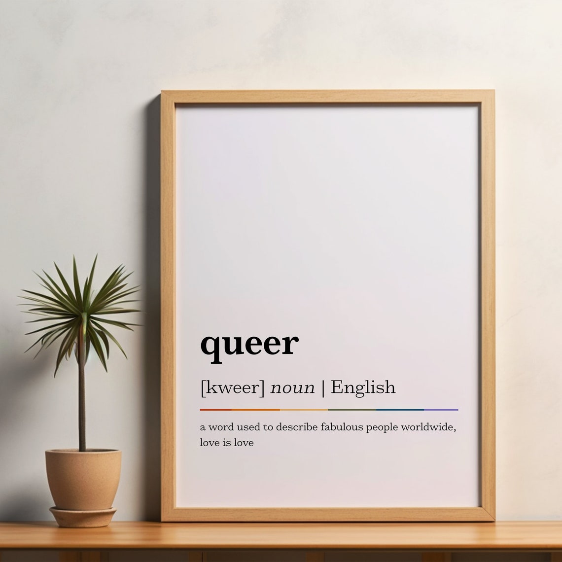 Queer Dictionary Definition Love Is Love Rainbow Line Poster - Image 3