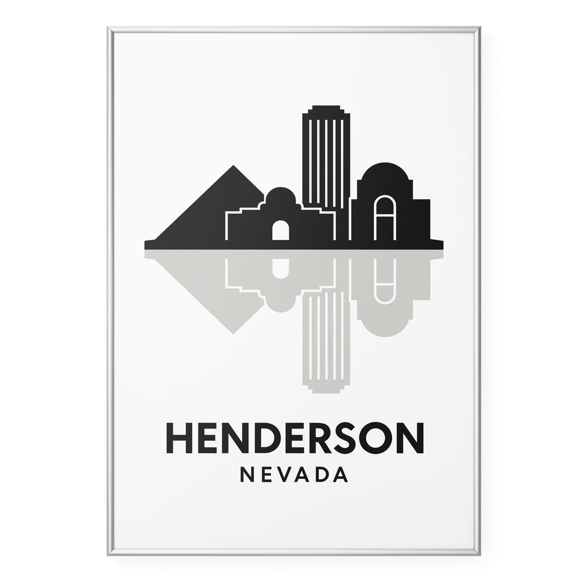 Henderson Nevada Skyline Pyramid Tower Minimalist Black White Poster