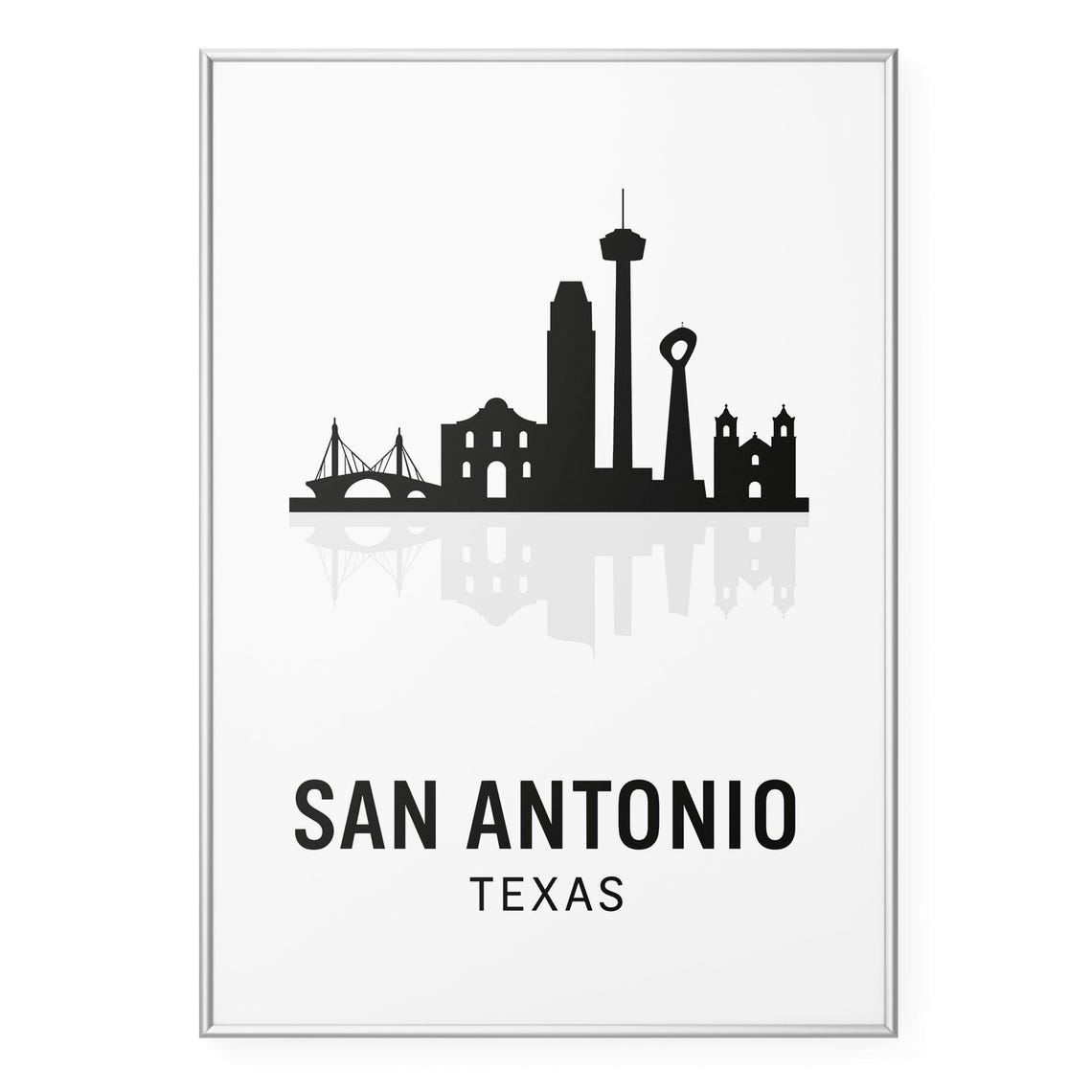 San Antonio Texas Skyline Silhouette Cityscape Gift Travel Poster