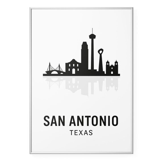 San Antonio Texas Skyline Silhouette Cityscape Gift Travel Poster