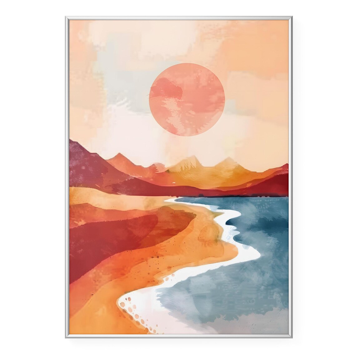 Sunset Desert Coastal Art Print, Boho Landscape