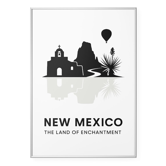 New Mexico Land Of Enchantment Mission Balloon Silhouette Poster