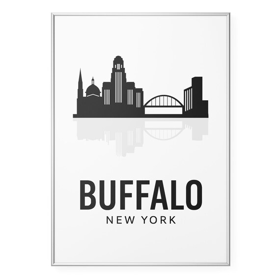Buffalo New York Skyline Photo Print Cityscape Poster Minimalist Travel Wall Art Modern Office Home Decor