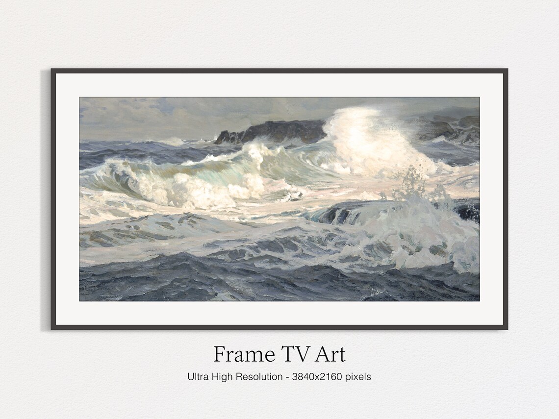 Classic Seascape Painting Art Print, Seashore - Image 4
