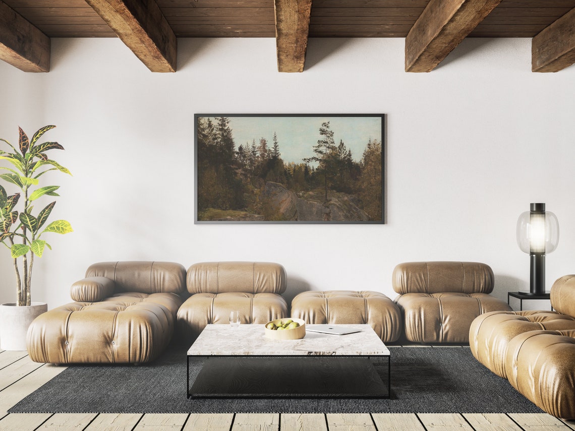 Frame Tv Art Vintage Moody Rustic Landscape Forest Painting Instant - Image 4