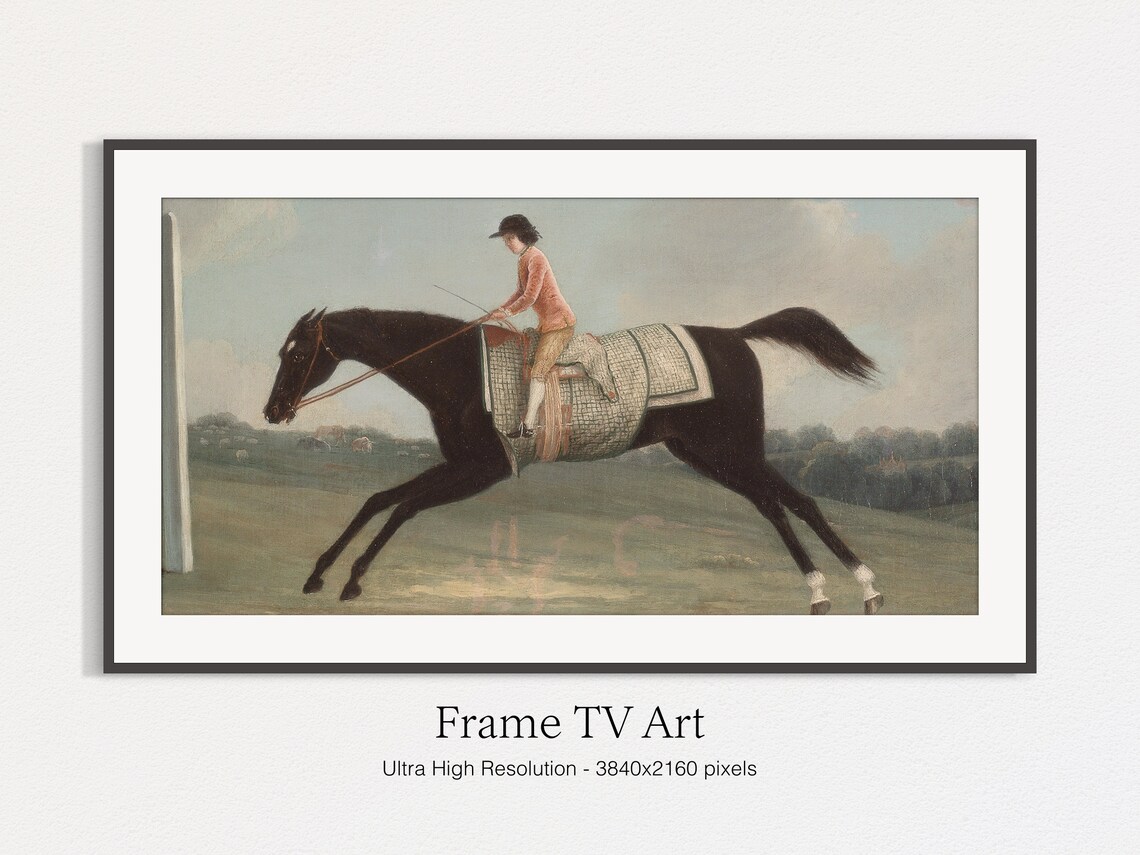 Child Jockey Riding Galloping Black Horse Vintage Equestrian Art Print - Image 4