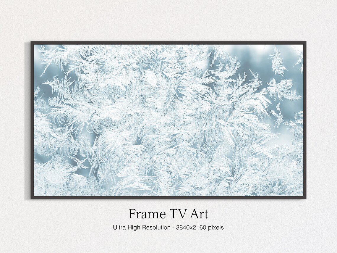 Christmas Winter Frame TV Art, Minimal Snowflakes