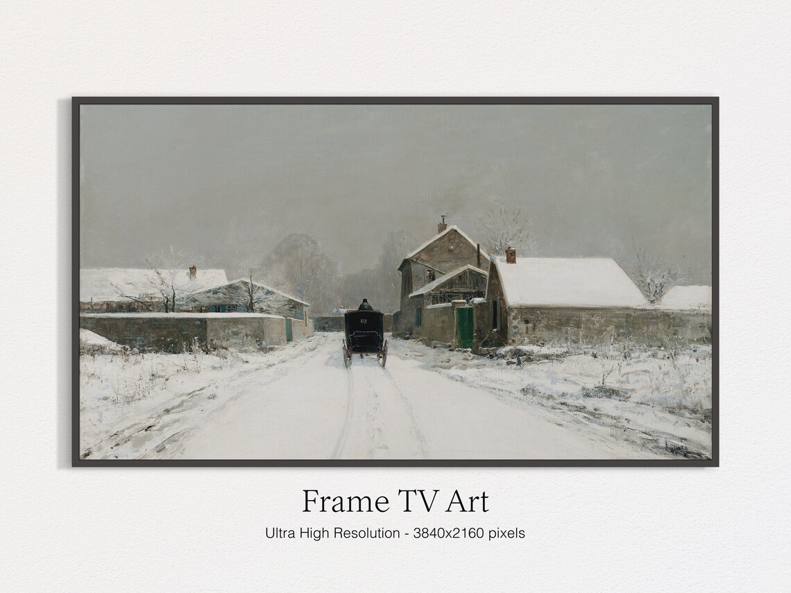 Christmas Winter Town Vintage Holiday Art Print - Image 4